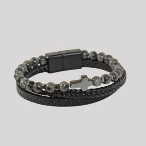 Pulsera broche gris