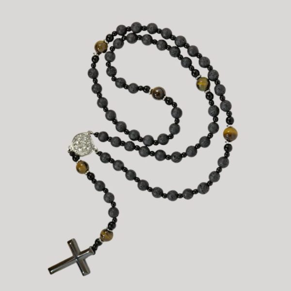 Rosario roca volcánica con ojo de tigre